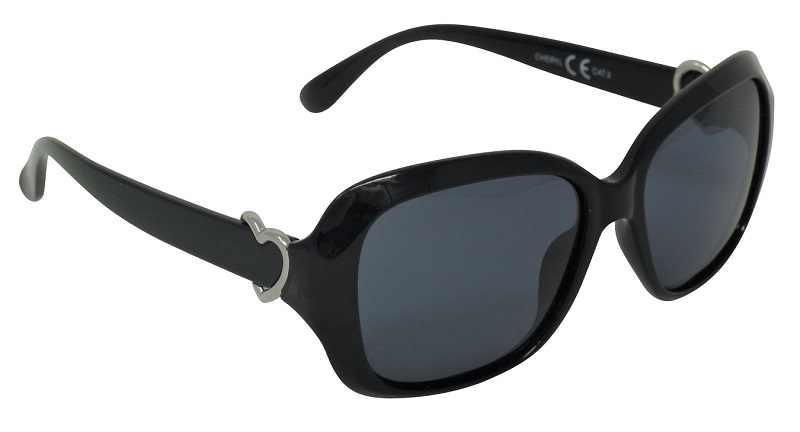 Cheryl Black Sunglasses Polarized Grey Cat-3 UV400 Lenses 