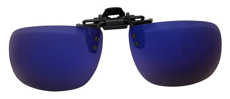 Clip-On Flip-1 Polarized Sunglasses Blue-Mirror Cat-3 UV400 Flip-up Lenses 